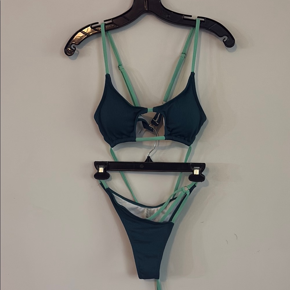 Zaful Dark Teal and Mint Bikini Set